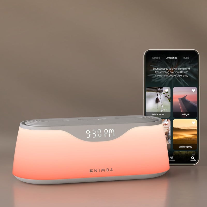 Nimba OFLO Sunrise Alarm Clock with 35 Expertly Tuned Soundscapes & 6 Natural Light Modes - Light Therapy Wake-Up Clock for Heavy Sleepers, App Control Bedside Sound Machine with Soothing White Noise - Image 1